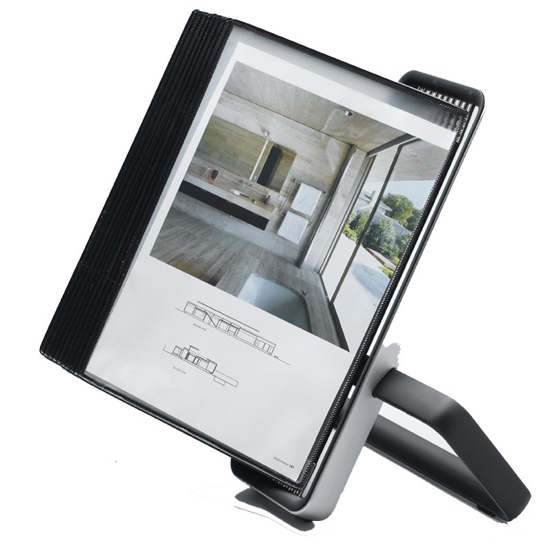 djois VEO table reading system, silver/black, aluminium frame, incl. 10 A4 display panels